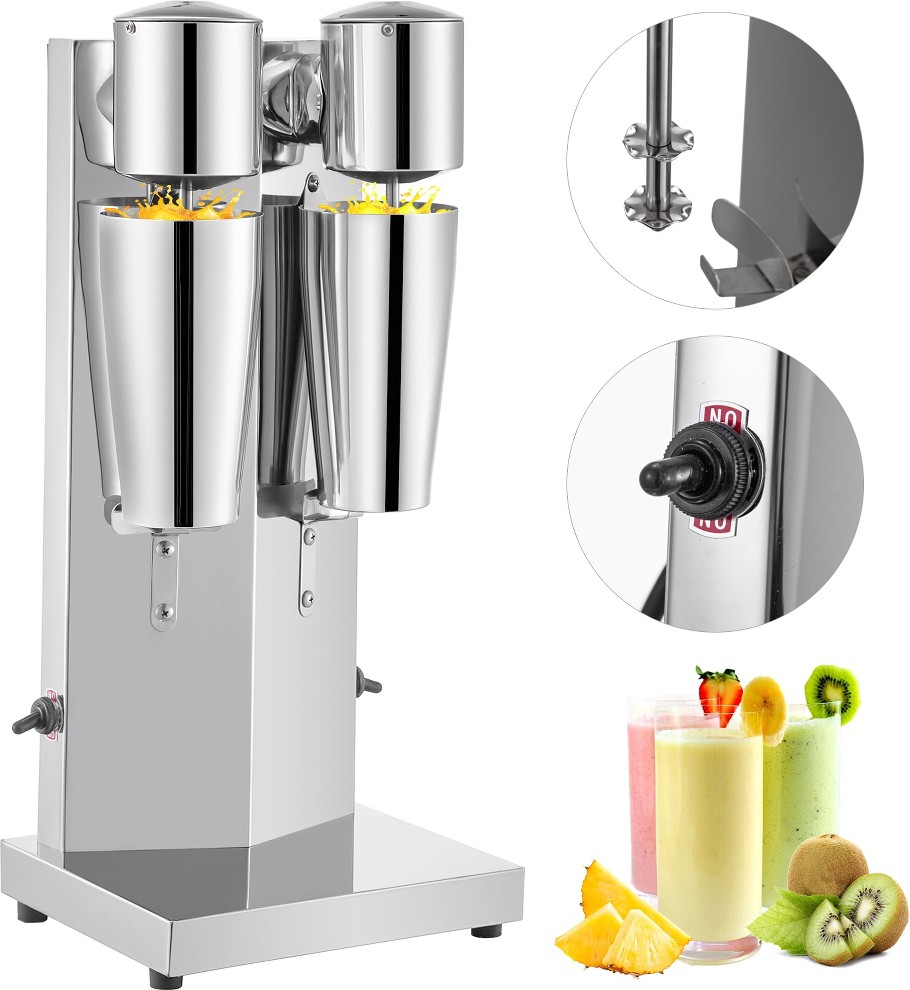 2-Speed 180 W x 2 Milkshake Maker 2 x 800 ML SUS Cups 0.84-Quart Commercial/Residential Tilt-head Stand Mixer