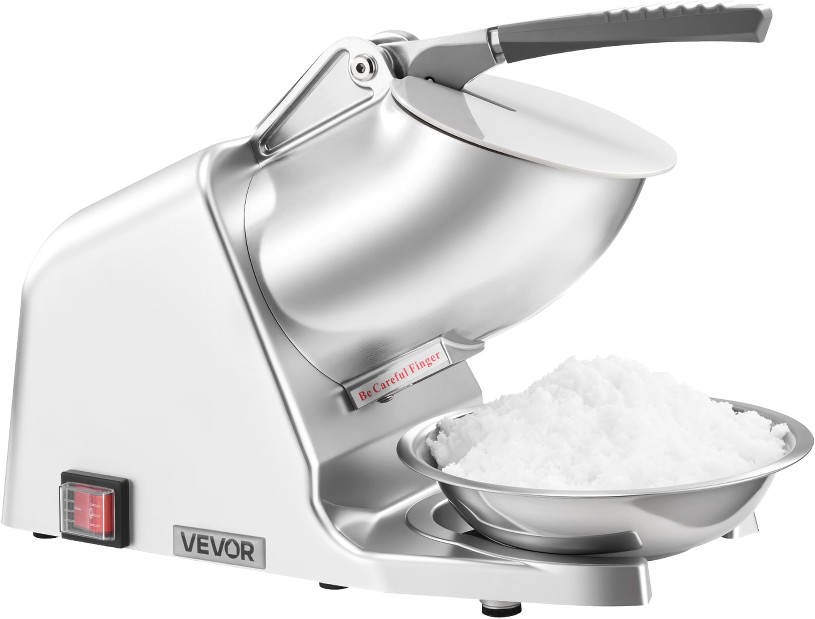 Ice Crusher Machine 286lbs Per Hour Electric 4 Blades Snow Cone Maker Stainless Steel Shaved Ice Machine