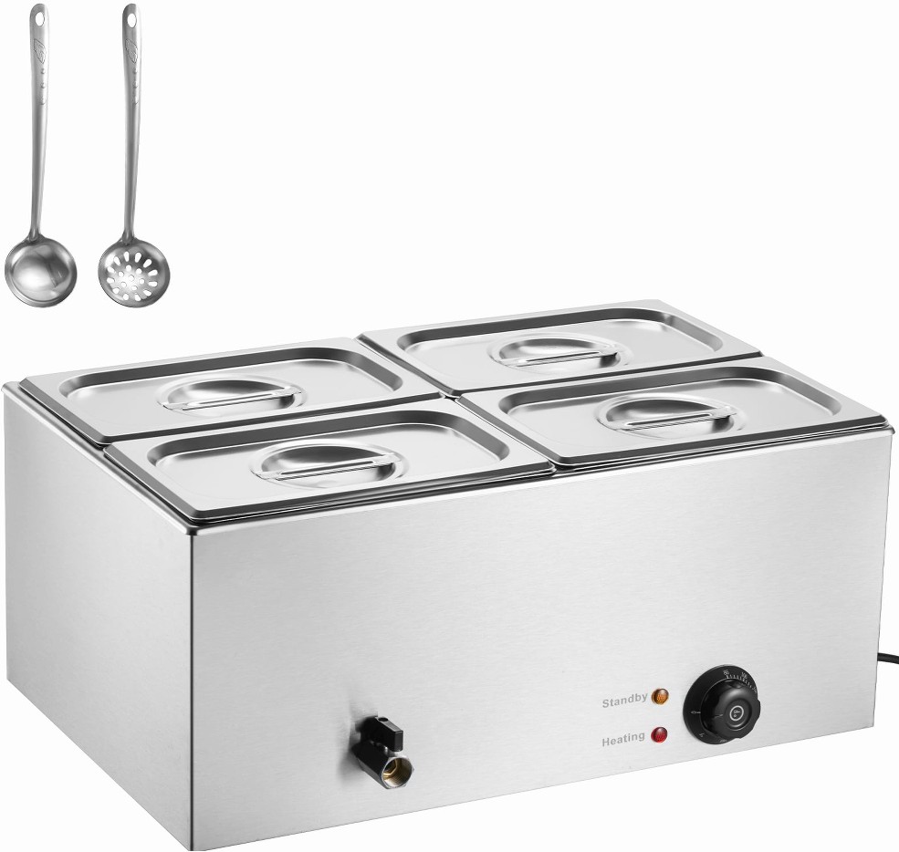 4 Pan Commercial Food Warmer 15.9QT Electric Steam Table