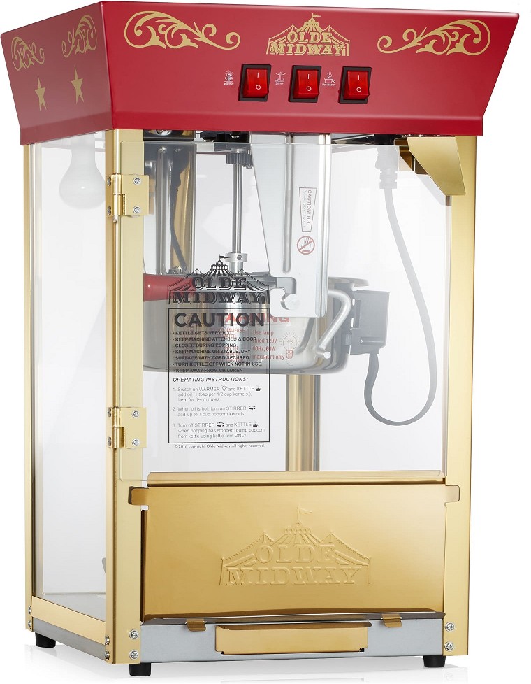 Movie Theater-Style Countertop Popcorn Machine with 10-oz Kettle - Red