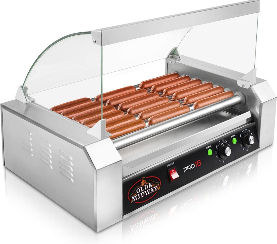 Electric 18 Hot Dog 7 Roller Grill Cooker Machine with Cover