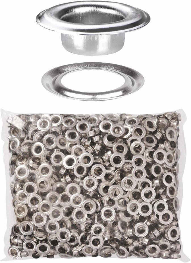 1000 pcs 3/8 inch Grommet Kit Size 2 9.5mm Eyelets and Washers Nickel YES0378