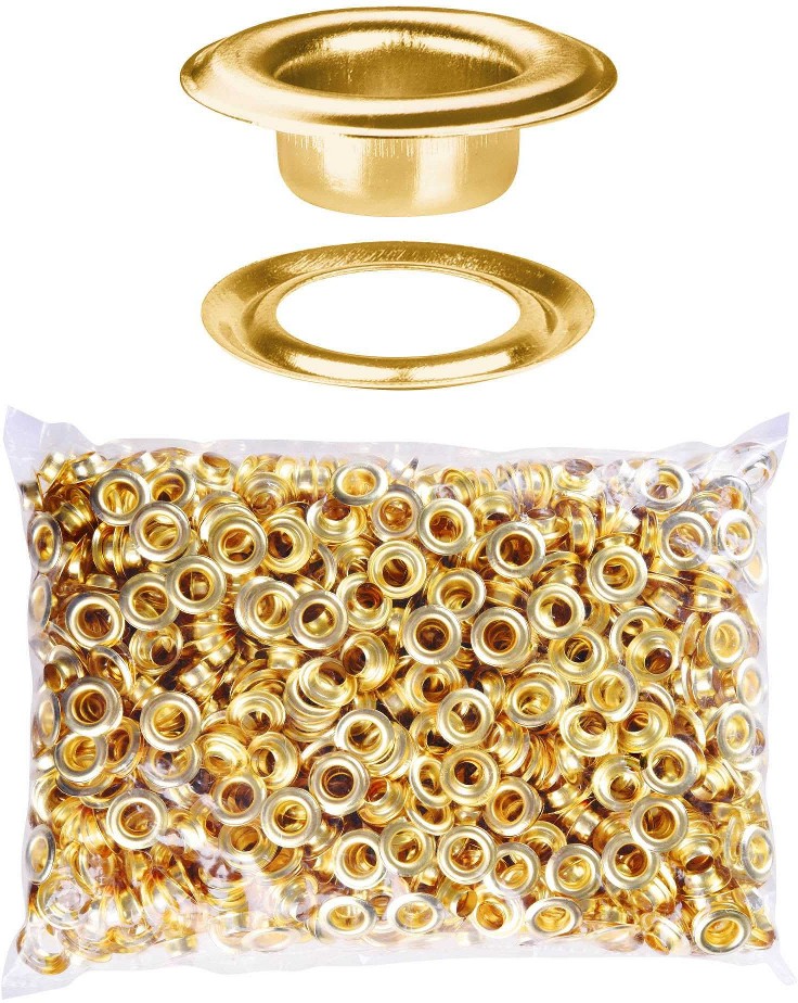 1000 pcs 1/2 inch Grommet Kit Size 4 Eyelets and Washers Brass YES0383
