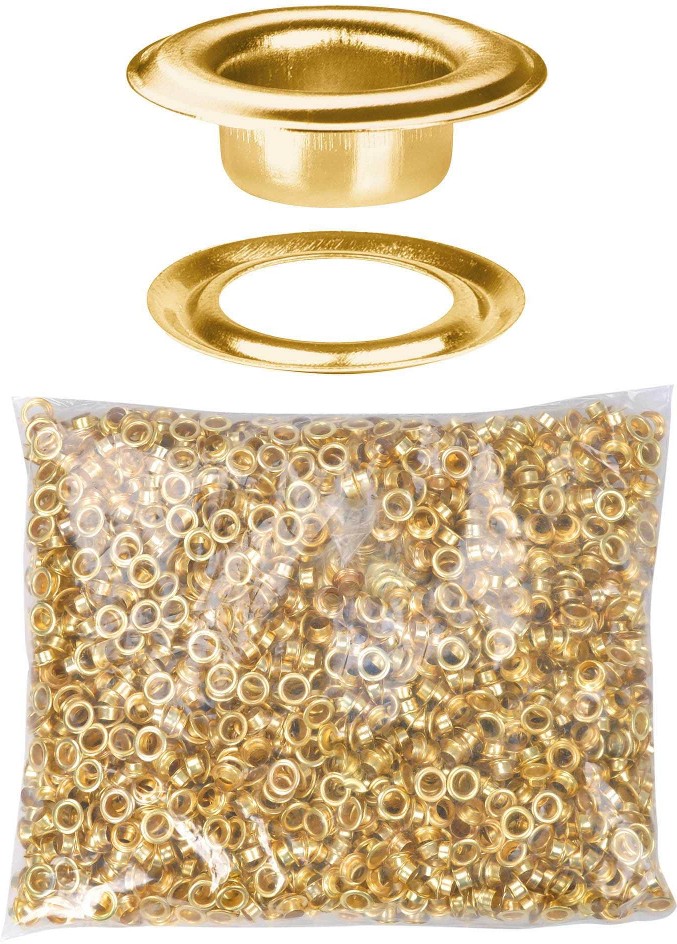 2000 pcs 1/4 inch Grommet Kit Size 0 Eyelets and Washers Brass YES0379