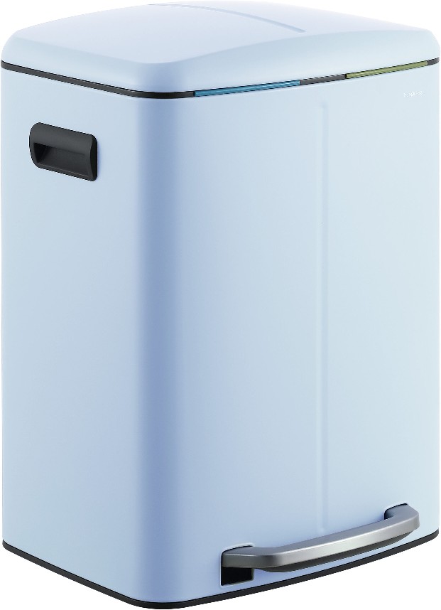 10.6 Gallon Tide Pool Blue Metal Indoor Kitchen Step Trash Can