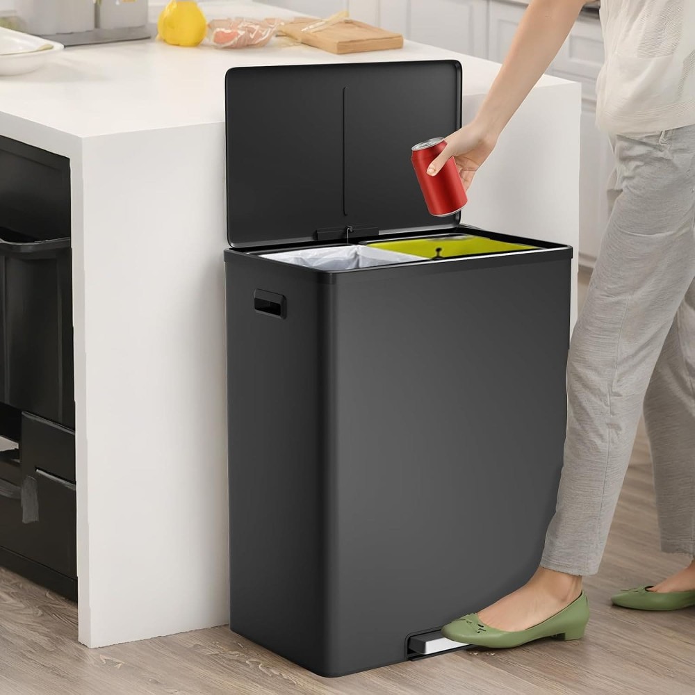 GarveeHome Step Dual Trash Can 60L/16 Gallon Recycle Bins
