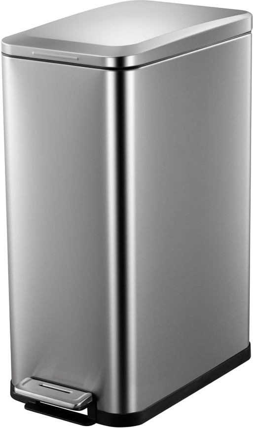 13 Gallon Tall Kitchen Garbage Can Hands-Free Stainless Steel Trash Can