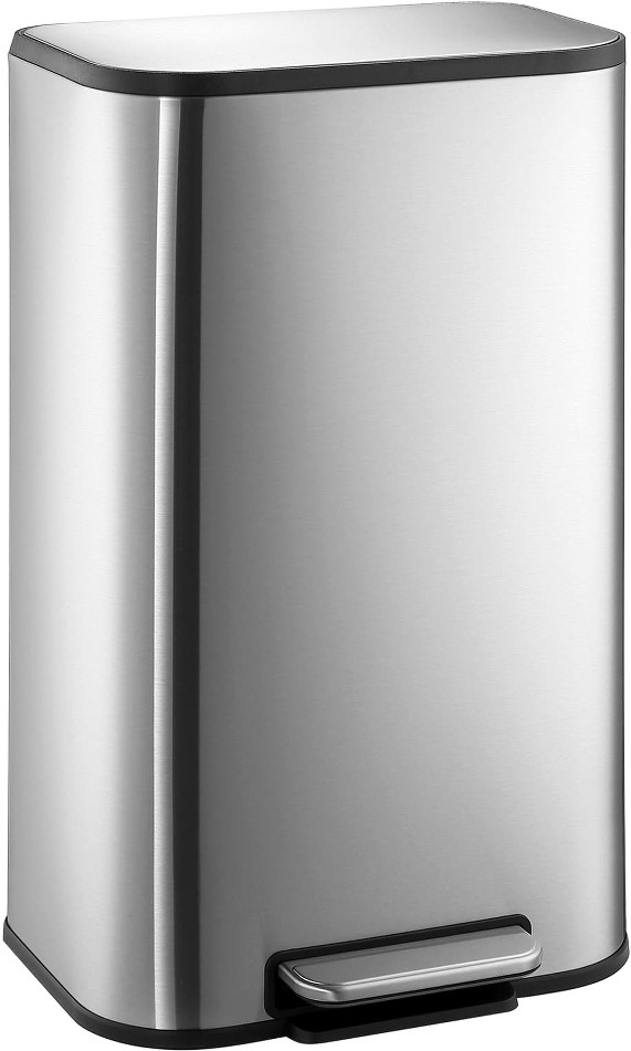 Kitchen Trash Can 8 Gallon Stainless Steel Garbage Can Step On Trash Can with Quiet Close Lid and Inner Bucket for Kitchen Office (30 Liter)