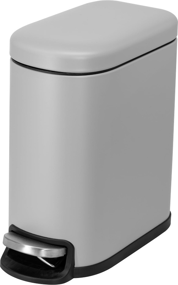 5 Liter Matte Gray Metal Indoor Step Trash Can