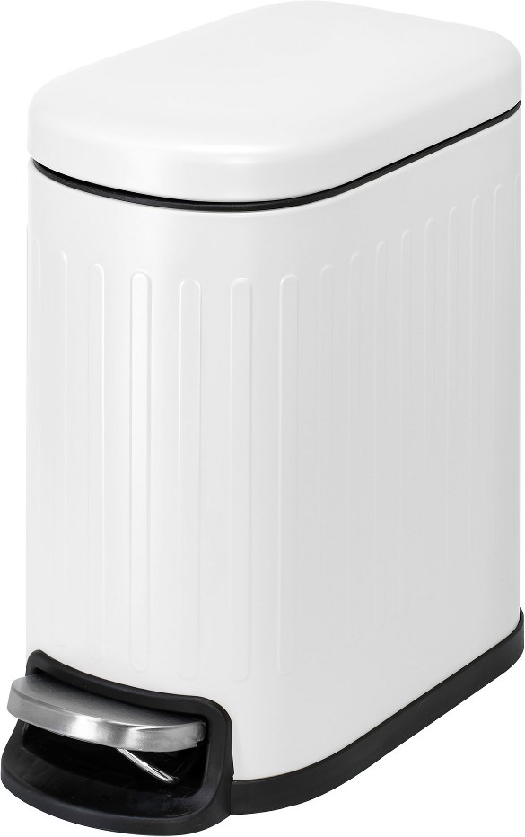 5 Liter Ribbed White Metal Indoor Step Trash Can