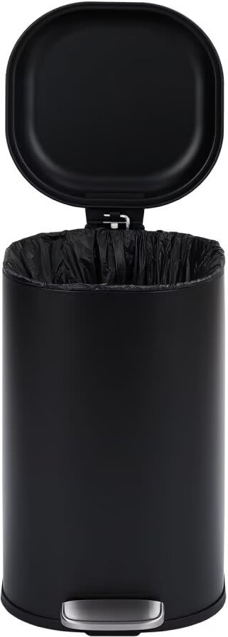 8 Gallon Bathroom Step Trash Can 30-Liter Square Foot Pedal Garbage Can with Soft-Close Lid for Kitchen Without Inner Bucket-Black