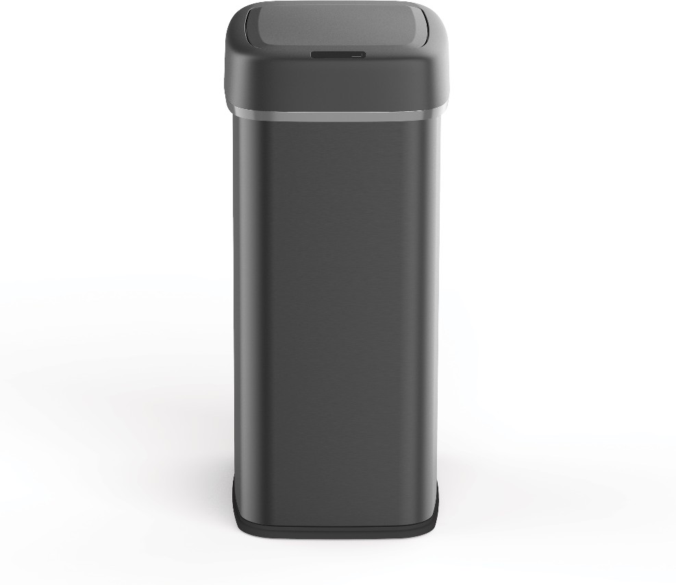 50 Liter black Steel Indoor/Outdoor Kitchen Hinged Lid Trash Can