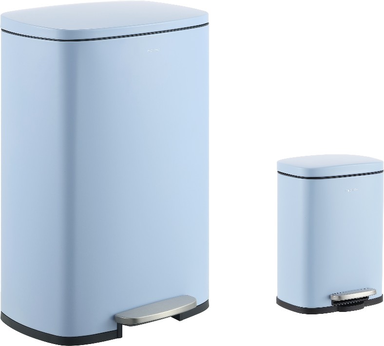 13.2 Gallon Tide Pool Blue Metal Indoor Kitchen Step Trash Can