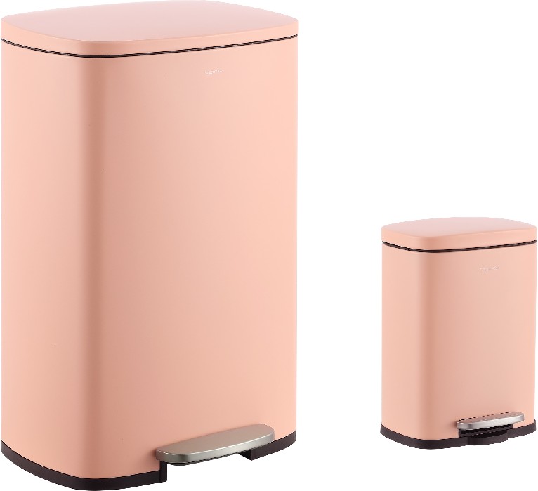 13.2 Gallon Flamingo Pink Metal Indoor Kitchen Step Trash Can