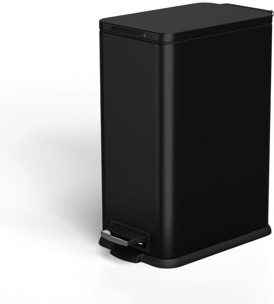 4.4 Gallon Black Steel Indoor Kitchen Step Trash Can