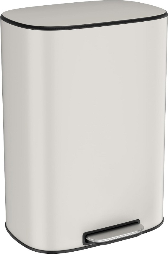 13 Gallon White Steel Indoor Kitchen Step Trash Can