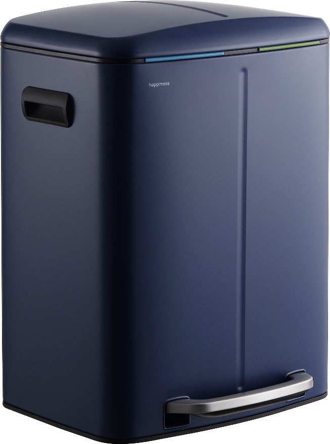 10.6 Gallon Denim Blue Metal Indoor Kitchen Step Trash Can