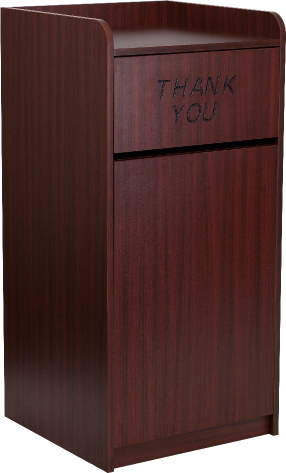 36 Gallon Mahogany Wooden Indoor Swing/Push Lid Trash Can
