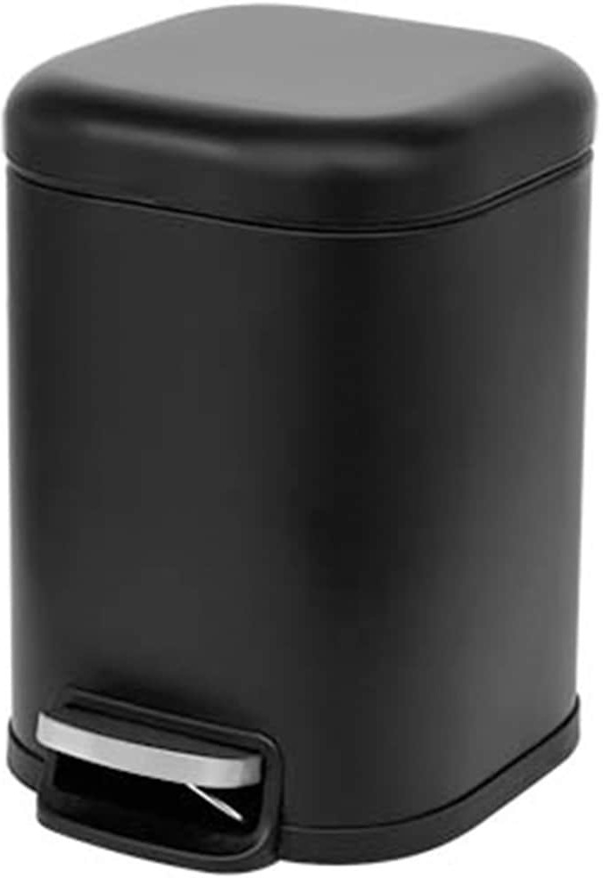 6-Quart Liter Matte Black Metal Indoor Step Trash Can