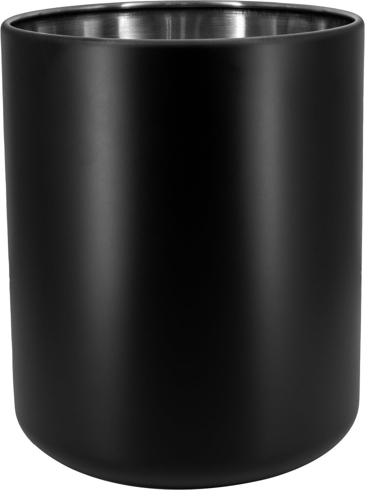 7-Quart Liter Matte Black Metal Indoor Lidless Trash Can