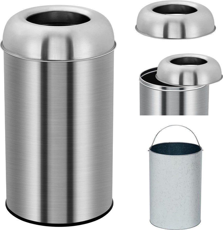 18.5 Gallon Open Top Trash Can 70 Liter Large Outdoor Indoor Garbage Can