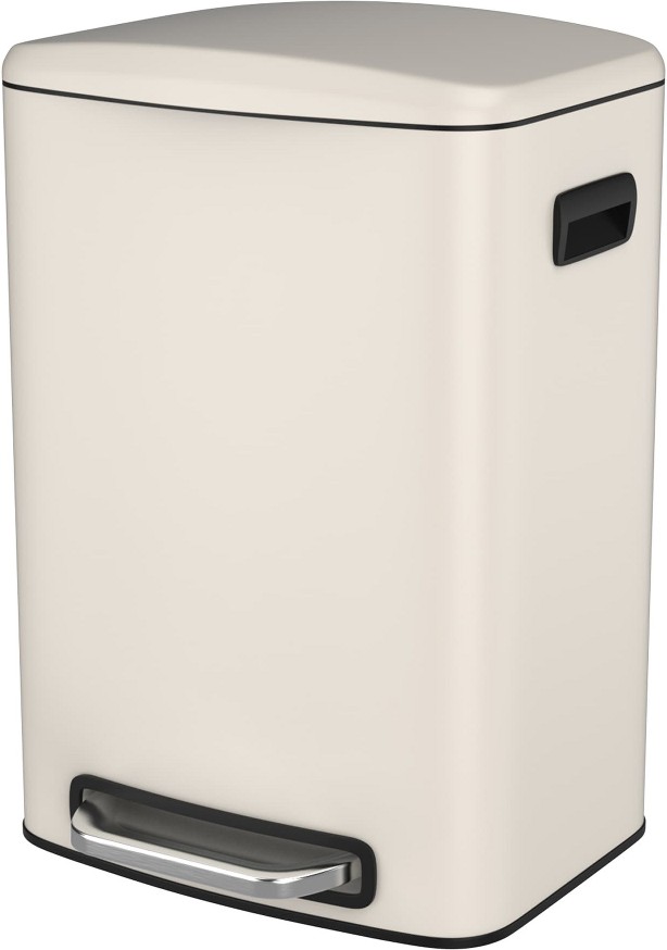 13 Gallon White Steel Indoor Kitchen Step Trash Can