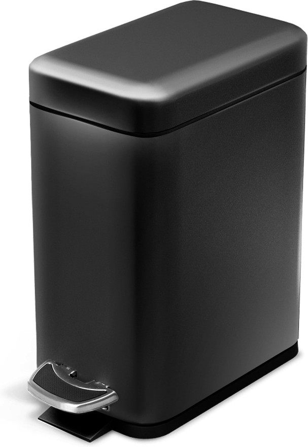 1.3 Gallon Black Steel Indoor Kitchen Step Trash Can