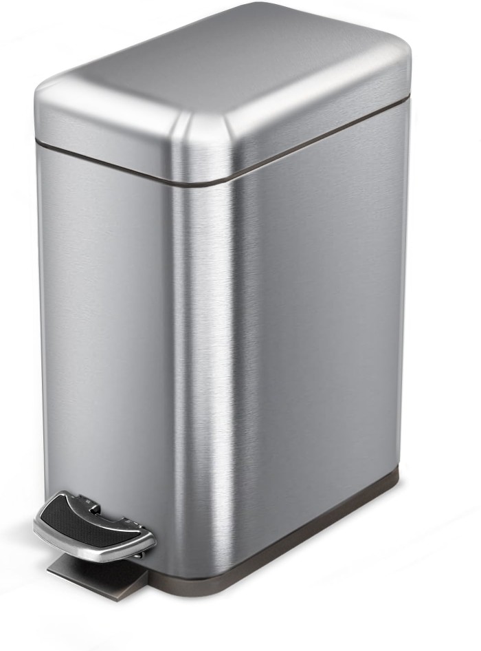 1.3 Gallon Silver Steel Indoor Kitchen Step Trash Can