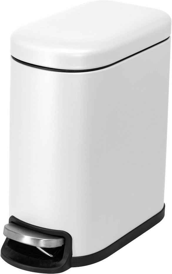 5 Liter Matte White Metal Indoor Step Trash Can