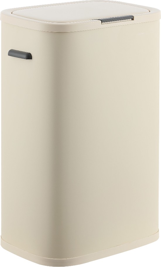 14.5 Gallon Limestone Beige Metal Indoor Kitchen Swing/Push Lid Trash Can