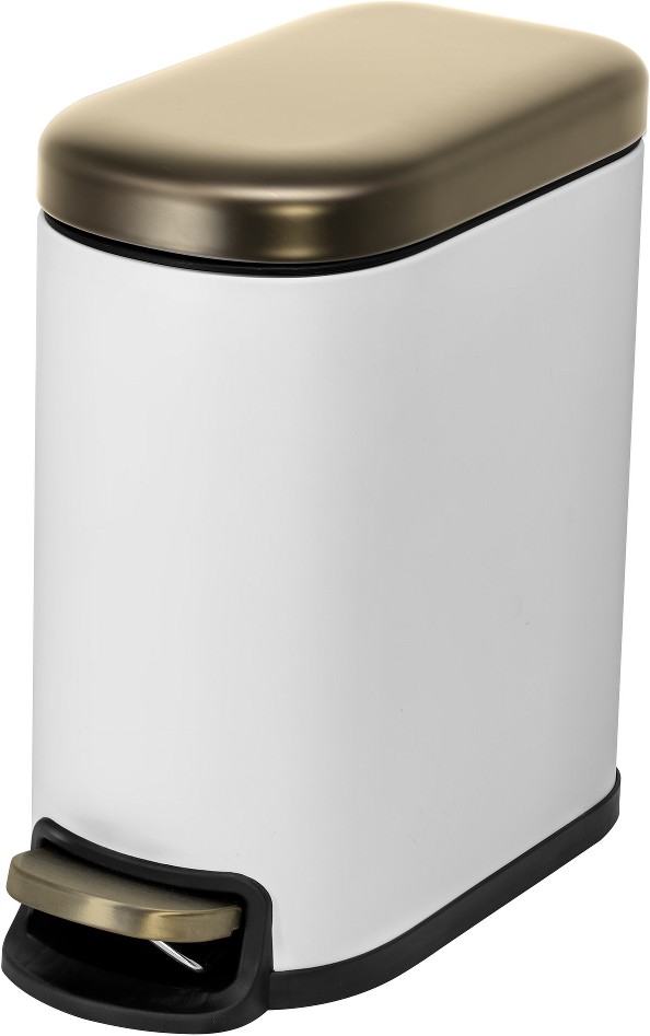 5 Liter Soft touch White Gold Metal Indoor Step Trash Can