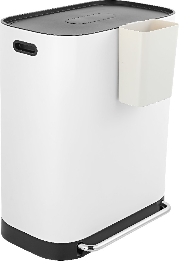 16 Gallon White Steel Indoor Kitchen Step Trash Can
