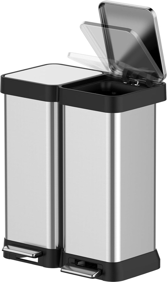 Dual Trash Can Stainless Steel 2 x 8 Gal (2 x 30L) Garbage Can