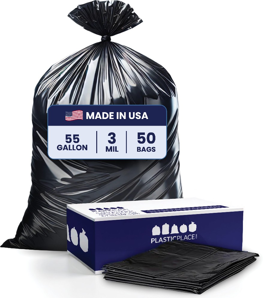 55-Gallon Scent free Black Indoor Plastic Can Twist Tie Trash Bag 50 -Count