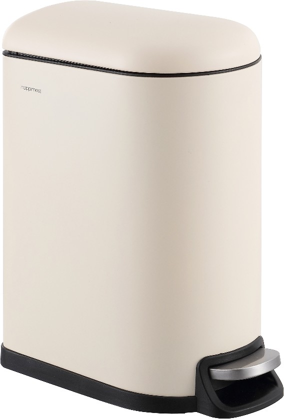 2.64 Gallon Limestone Beige Metal Indoor Kitchen Step Trash Can
