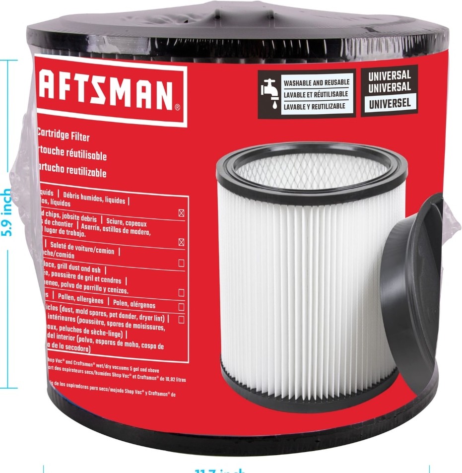 Reusable Large Wet/Dry Shop Vacuum Cartridge filter