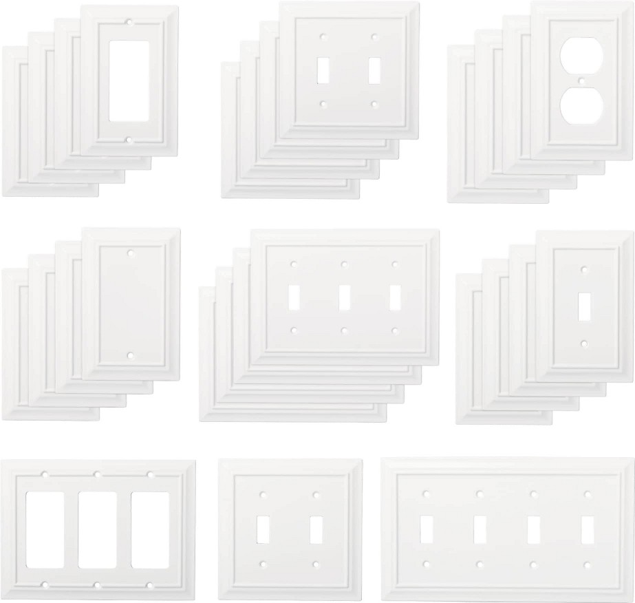 Pure White Architectural 37 Piece Wall Plate Collection