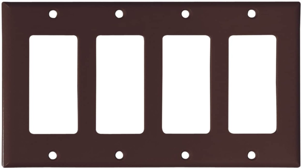4 -Gang Brown Plastic Decorator Wall Plate
