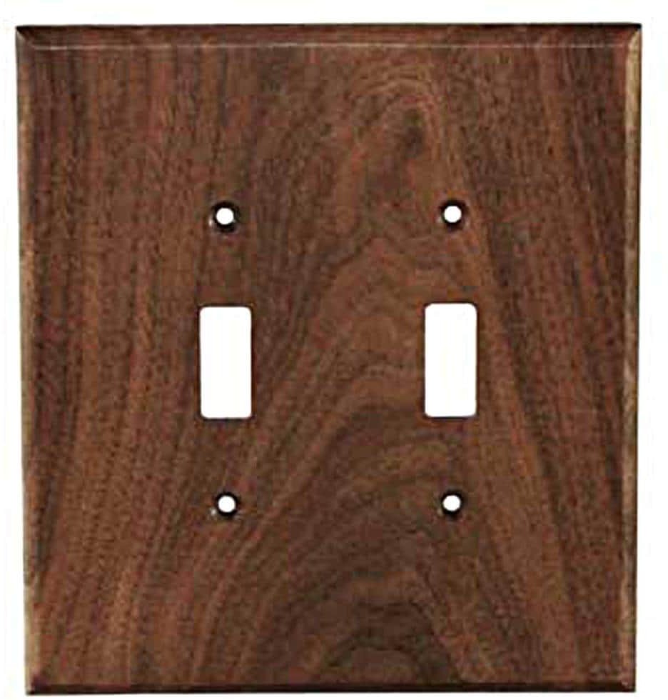 2 -Gang Specialty Size Black Walnut Wood Indoor Toggle Wall Plate