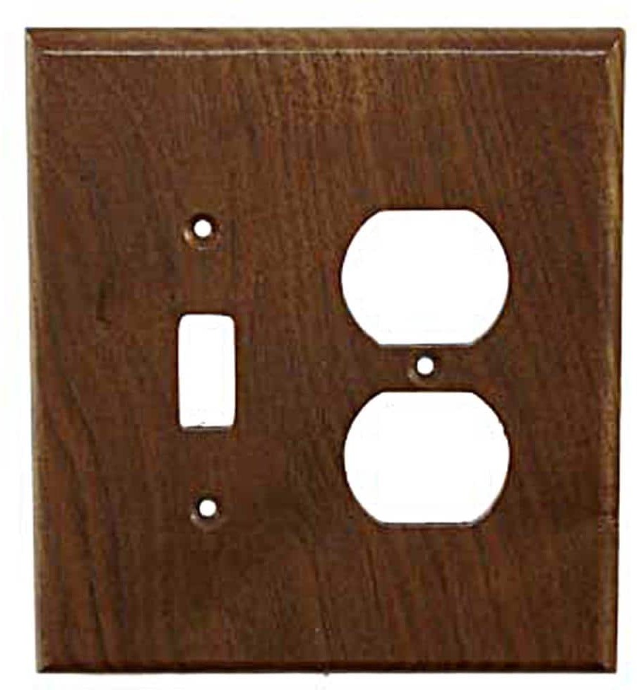2 -Gang Specialty Size Black Walnut Wood Indoor Toggle/Duplex Wall Plate