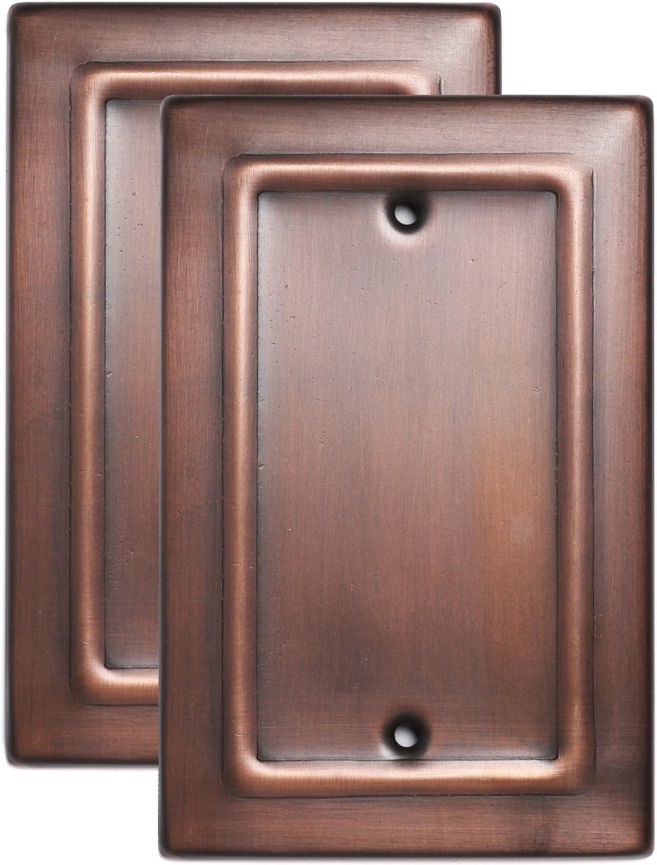 Antique Copper Finish Architectural 1 -Gang Standard Size Copper Metal Indoor Blank Wall Plate