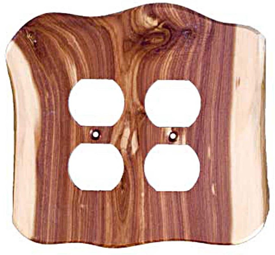 2 -Gang Specialty Size Juniper Wood Indoor Duplex Wall Plate