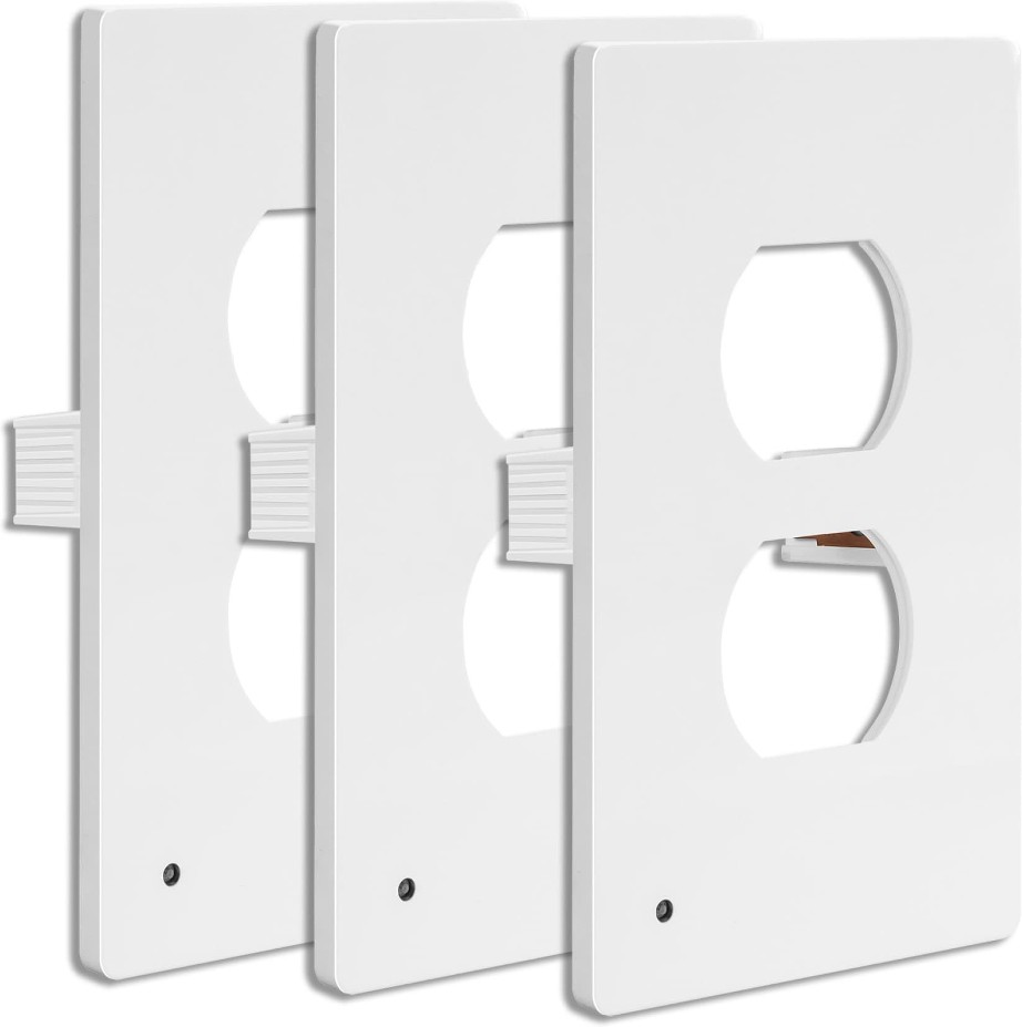 1-Gang Nightlight Duplex 1 -Gang Midsize Size White Polycarbonate Indoor Screwless Duplex Wall Plate 3 -Pack