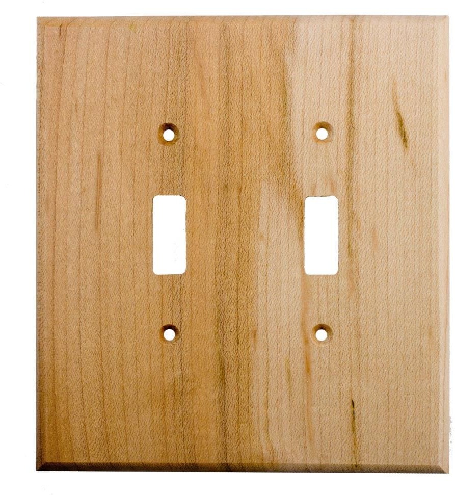 2 -Gang Specialty Size Hickory Wood Indoor Toggle Wall Plate