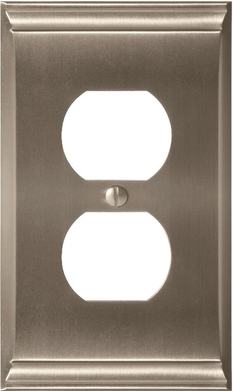 1 -Gang Standard Size Satin Nickel Zinc Indoor Duplex Wall Plate