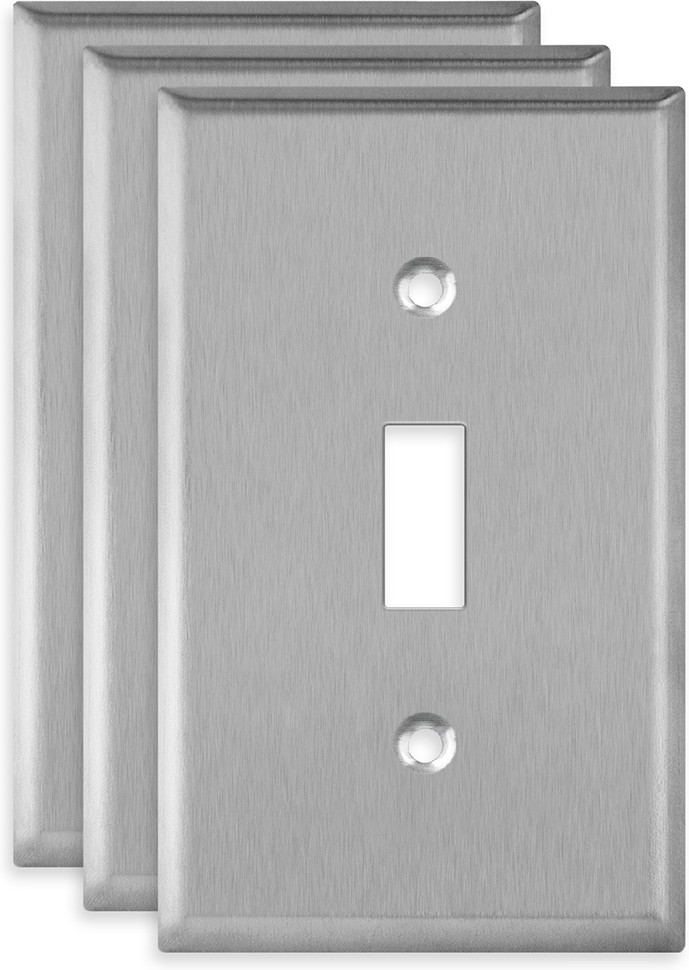 1 -Gang Standard Size Stainless Steel Stainless steel Indoor Toggle Wall Plate 3 -Pack