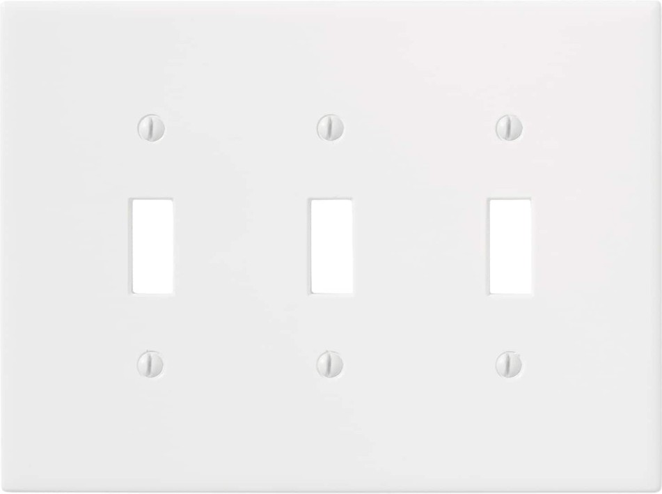 3 -Gang Standard Size White Polished Cast stone Indoor Toggle Wall Plate