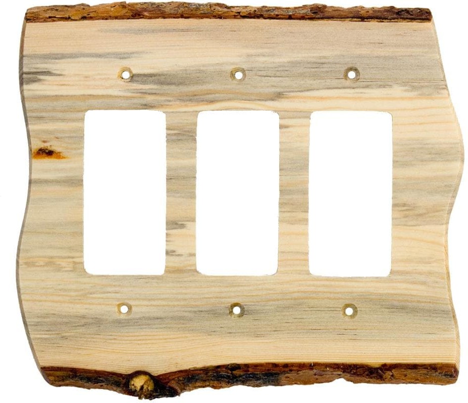 3 -Gang Specialty Size Blue Pine Wood Indoor Wall Plate