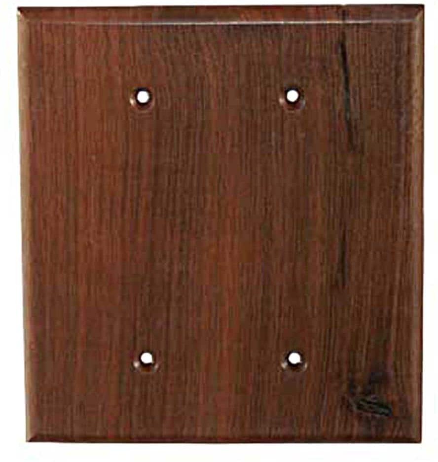 2 -Gang Specialty Size Black Walnut Wood Indoor Blank Wall Plate