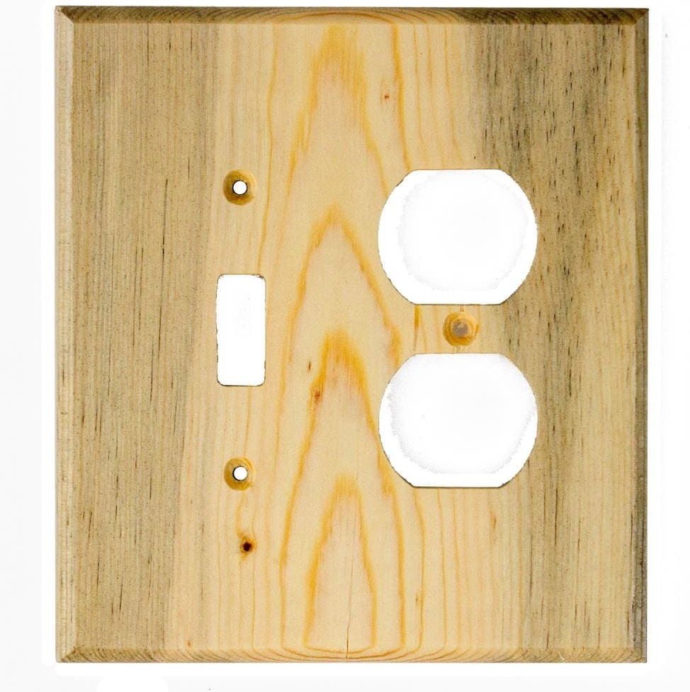 2 -Gang Specialty Size Blue Pine Wood Indoor Toggle/Duplex Wall Plate